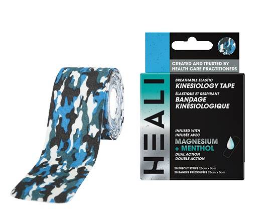 HEALI BLUE CAMO SPORTS TAPE PRECUT ROLL 20 PK