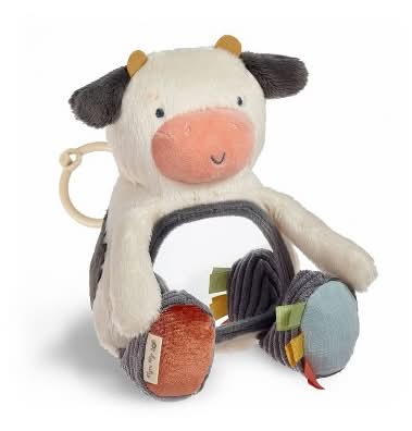 itzy ritzy Bitzy Mirror Sensory Tummy Time Mirror Cow Toy