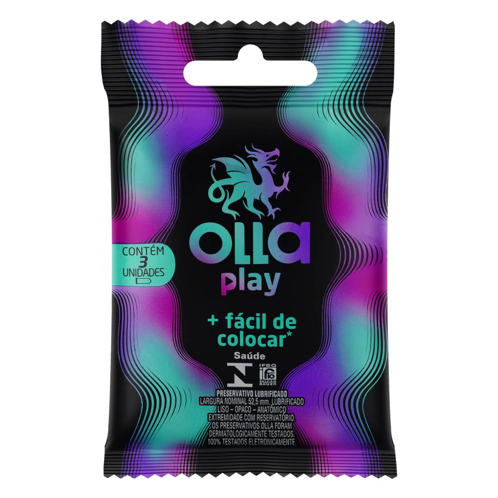 Olla preservativo masculino lubrificado play (3 un)