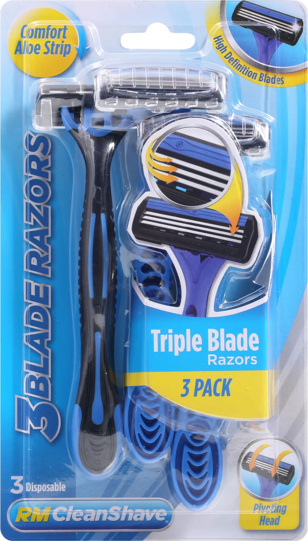 RM CleanShave Triple Blade Disposable Razors (3 ct)