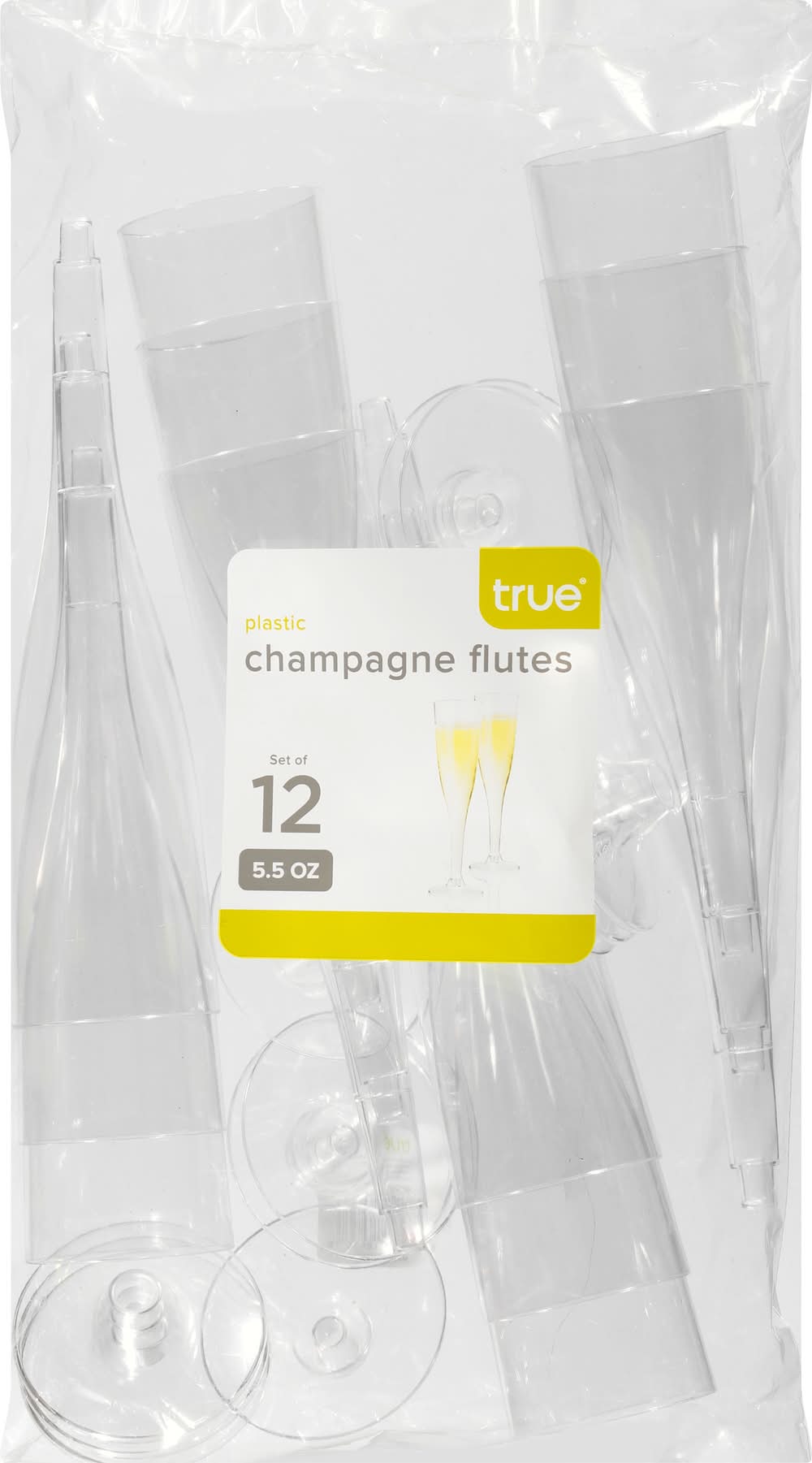 TRUE Party Plastic Champagne Flute Set 5.5 oz (12 ct)
