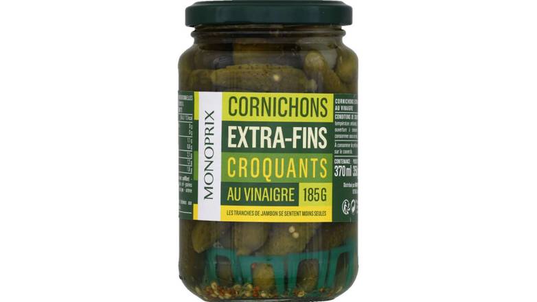 Monoprix - Cornichons extra fins croquants au vinaigre
