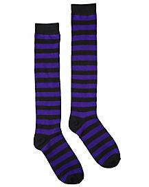 Black and Purple Striped Knee High Socks (One Size Fits Most)