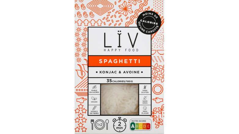 LIV HAPPY FOOD Spaghetti konjac & avoine LIV HAPPY FOOD Le sachet de 200g