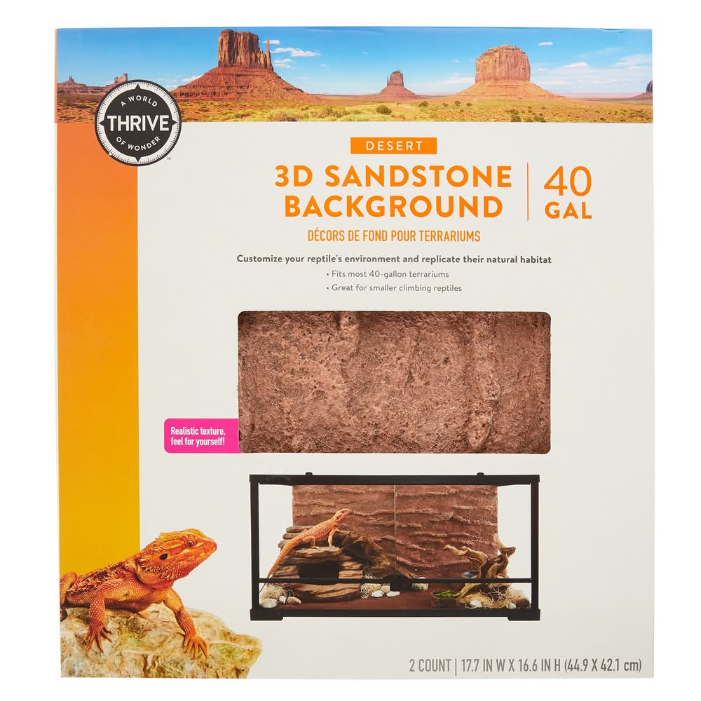 Thrive Desert 3D Sandstone Background - Terrarium Background - 40 Gal (Size: 40 G)