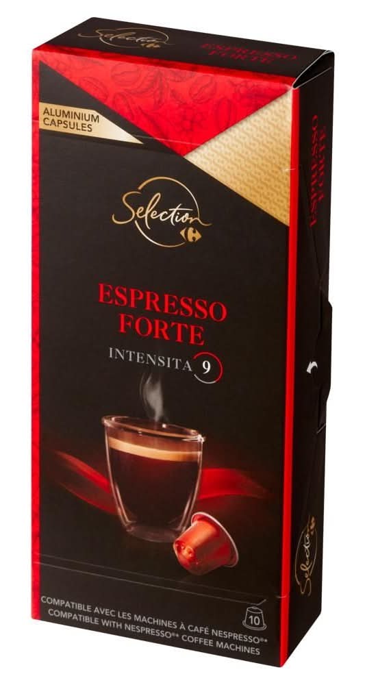 Carrefour Selection Espresso Forte Kawa mielona w kapsułkach 52 g (10 sztuk)
