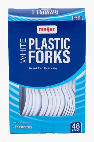 Meijer Plastic Forks, White (48 ct)