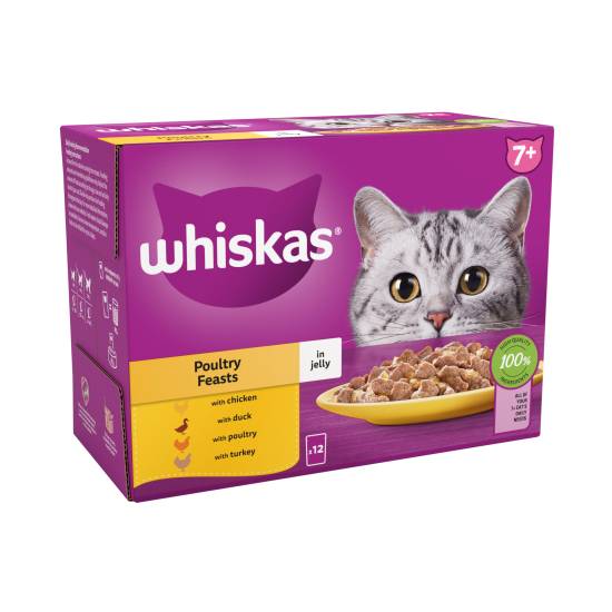 Whiskas 7+ Poultry Feasts in Jelly 12 X 85g (1.02kg)