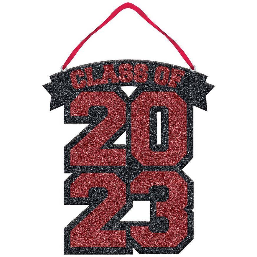 Glitter Red Class of 2023 Graduation Foam Sign, 9.25in x 10in