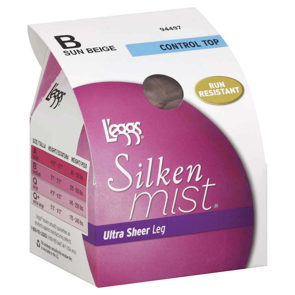 L'eggs Silken Mist Ultra Sheer Size B Sun Beige Leg Pantyhouse