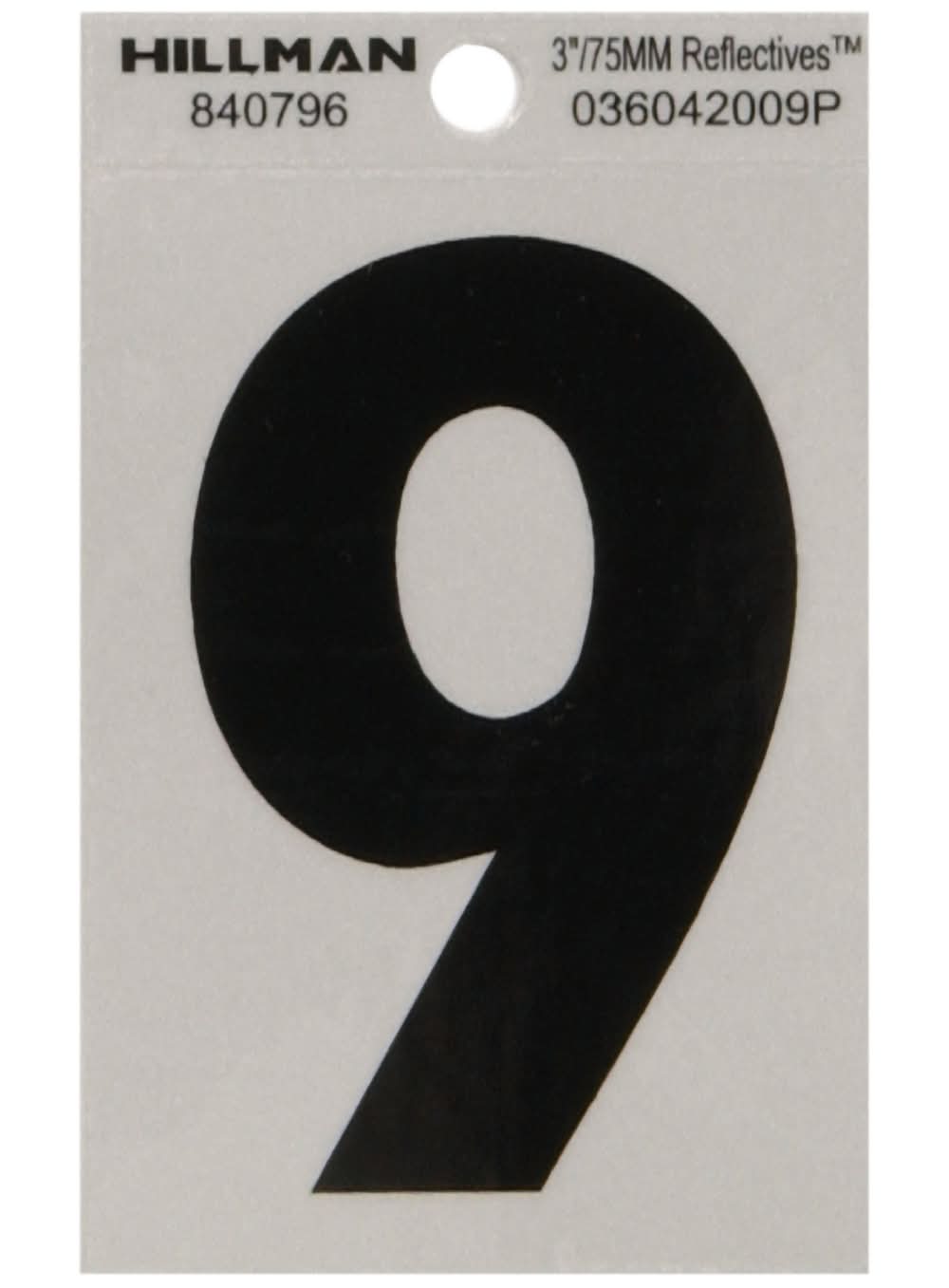 Hillman 3 In. Reflective Black Vinyl Self-Adhesive Number 9 1 Pc