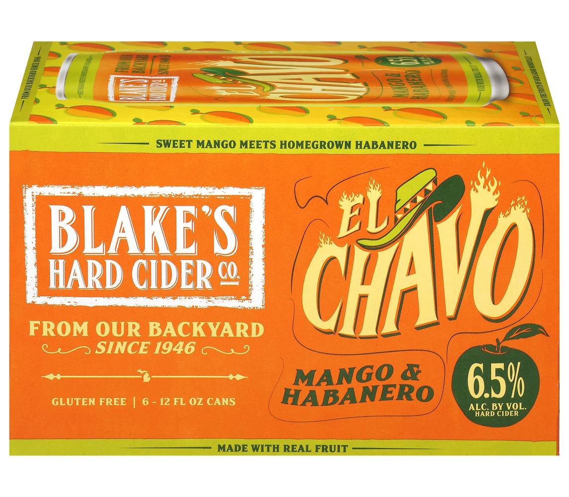 Blake's Hard Cider Co. Hard Cider Cans, Mango-Habanero (6 x 12 fl oz)