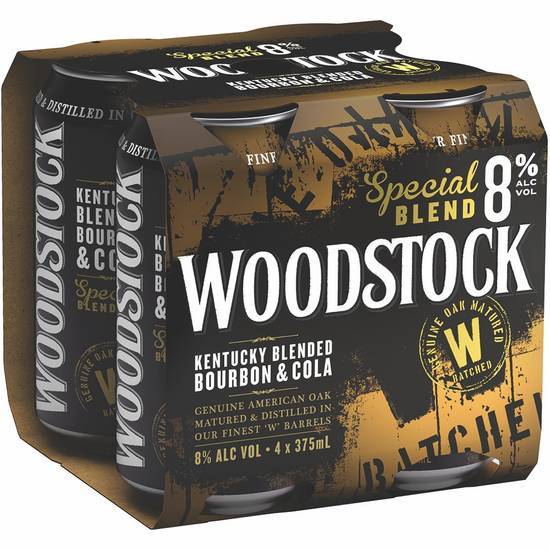 Woodstock Bourbon & Cola 8% Can 375ml (4 Pack)