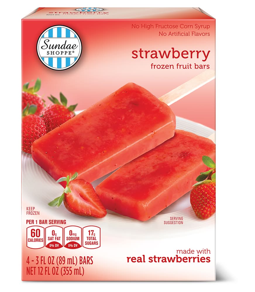 Sundae Shoppe Frozen Fruit Bars, Strawberry (4 x 3 fl oz)