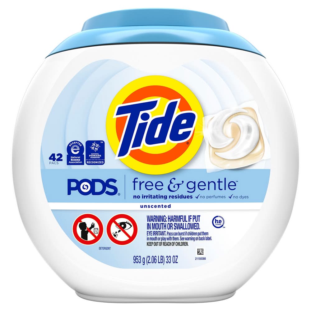 Tide PODS Free & Gentle Liquid Laundry Detergent Soap Pacs