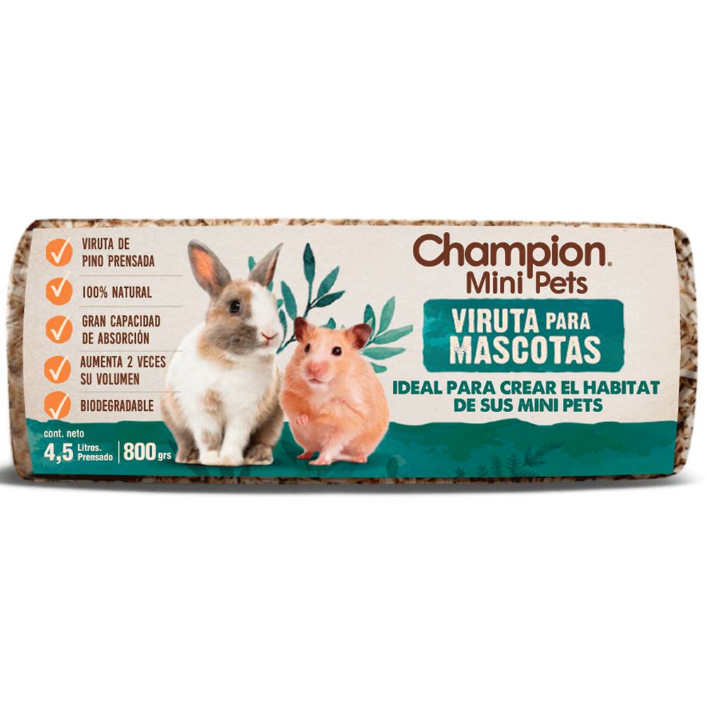 Champion mini pets viruta para mascotas (bolsa 800 g)