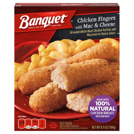 Banquet Chicken Fingers Breaded Patties (mac & cheese)