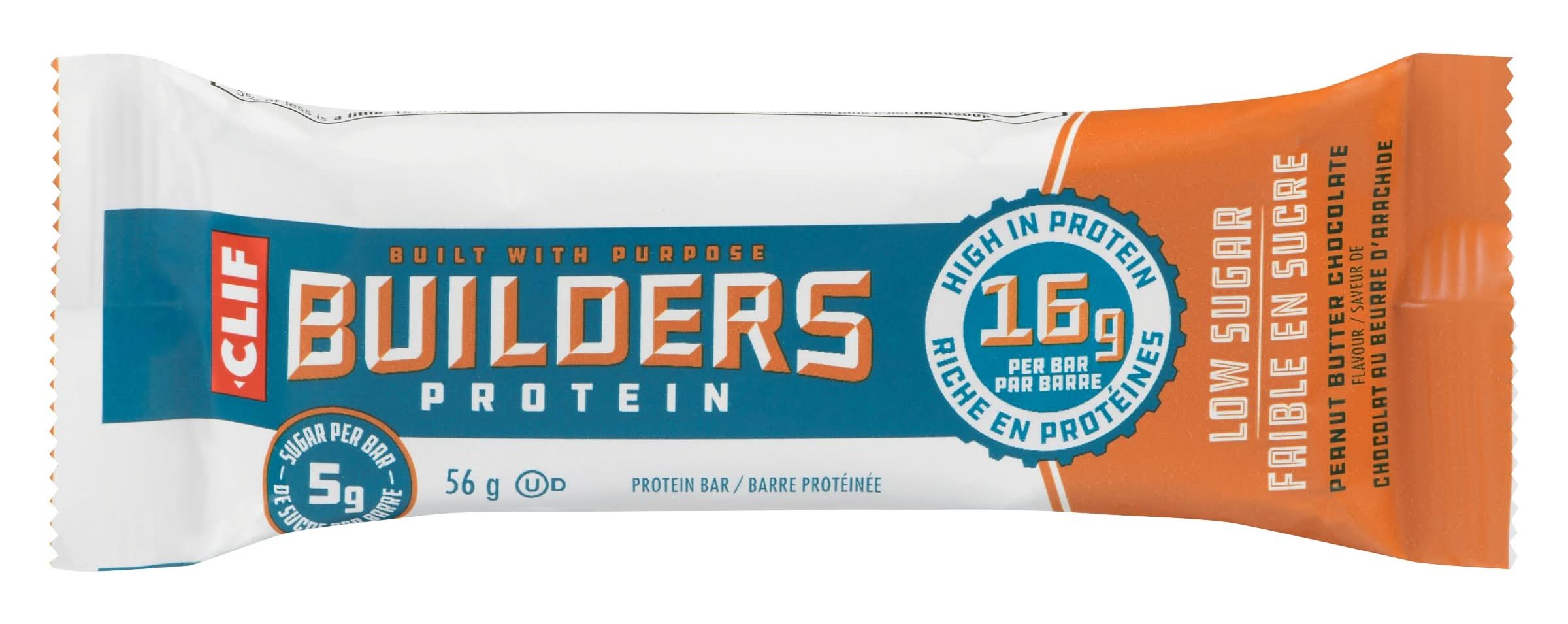 Builders Clif Low Sugar Protein Bars, Peanut Butter Chocolate (56 g)