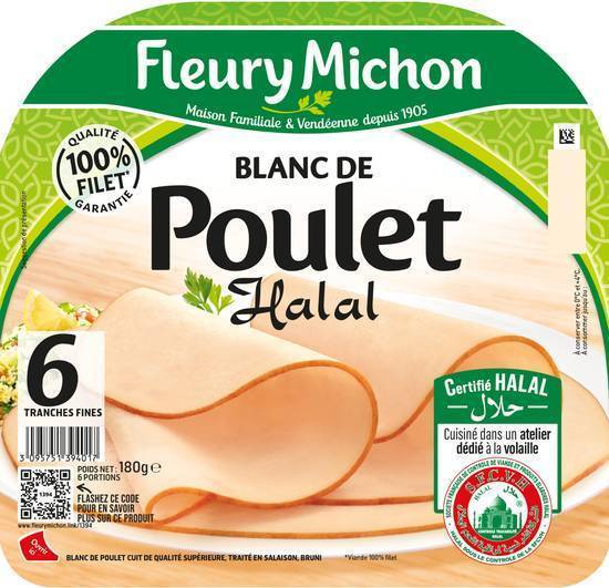 Blanc de poulet - halal - fleury michon - 180g