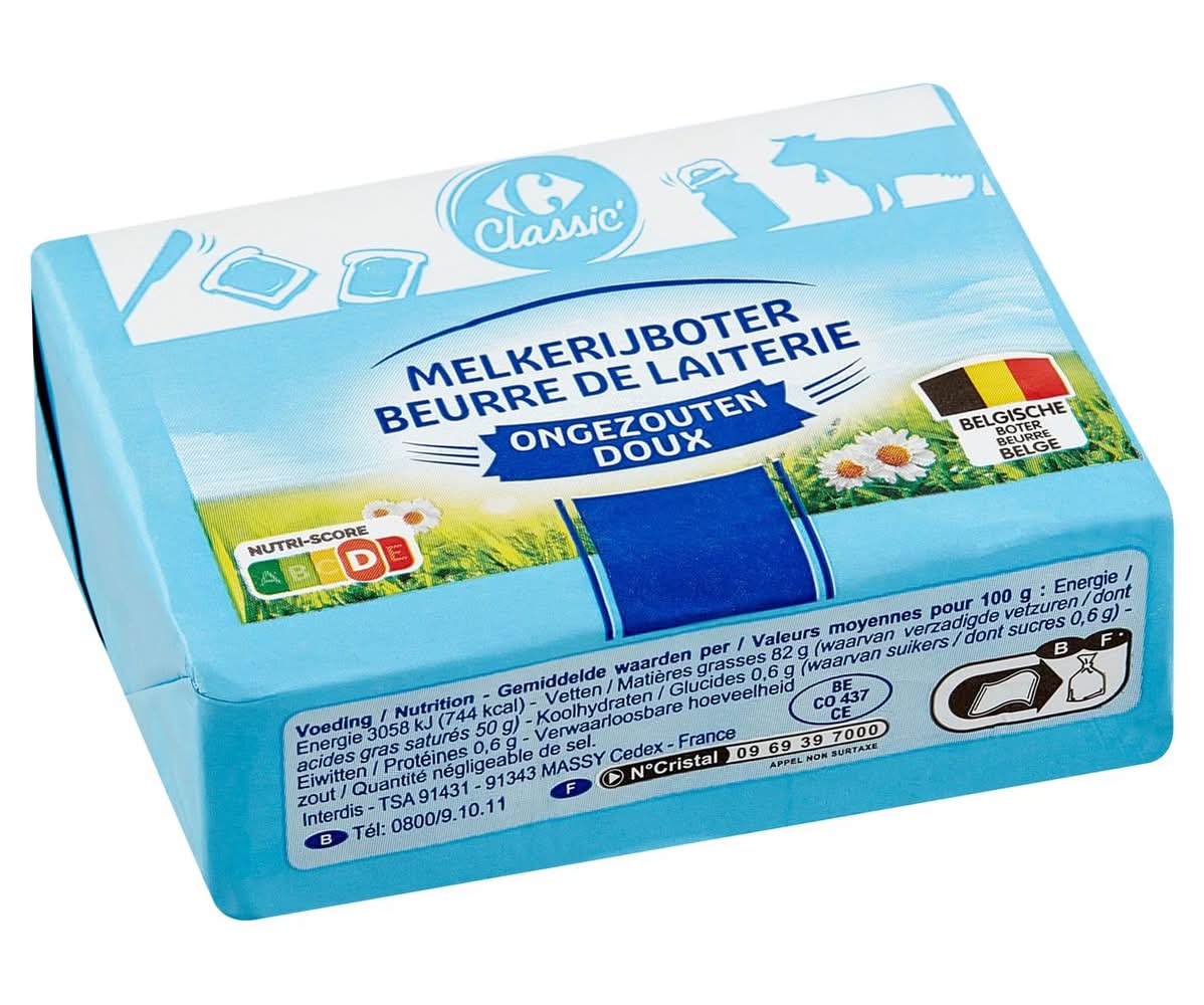 Carrefour Classic'' Melkerijboter Ongezouten 250 g