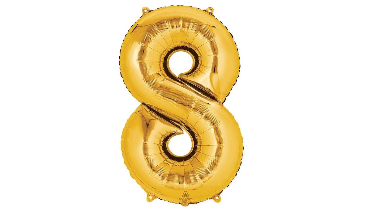 34'' Gold Number (8) - Balloon