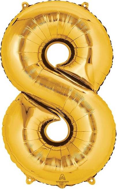 34'' Gold Number (8) - Balloon