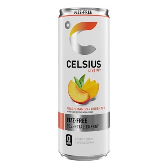 Celsius Fizz Free Peach Mango Green Tea 12 oz Can