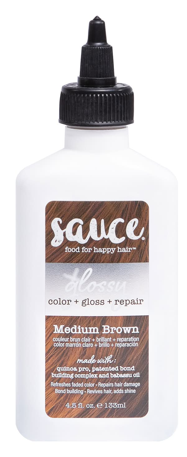 Sauce Beauty Glossy Color & Repair Semi Permanent Hair, 4.5, Medium Brown (4.5 fl oz)