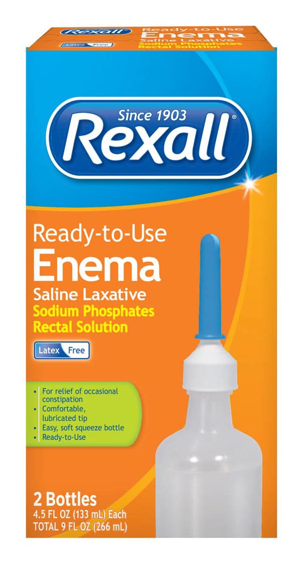 Rexall Ready-To-Use Enema Saline Laxative 4.5 Fl Oz Each 2 Pk