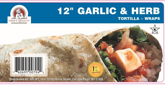 Chef's Quality - 12" Garlic & Herb Wraps - 12ct