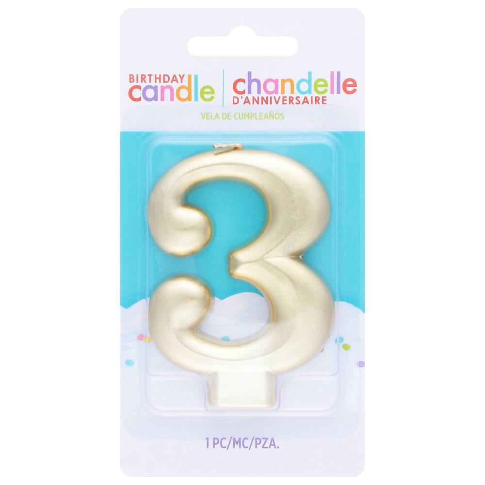 Amscan Numeral #4 Metallic Candle - Gold (unit)