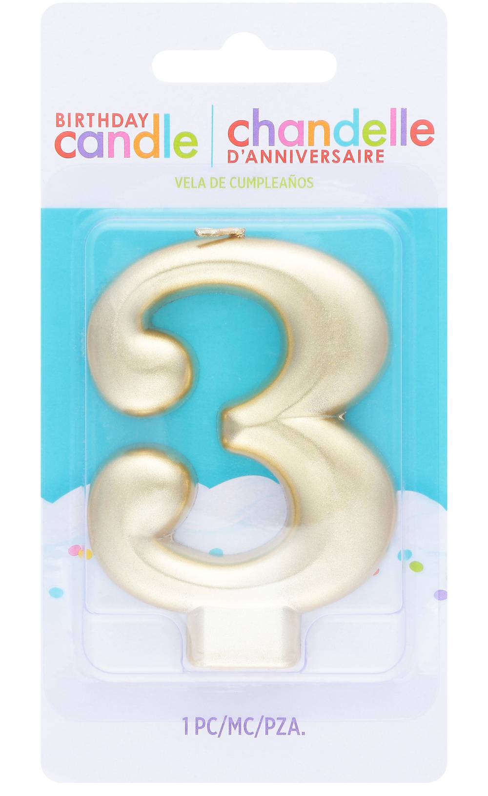 Amscan Numeral #4 Metallic Candle - Gold