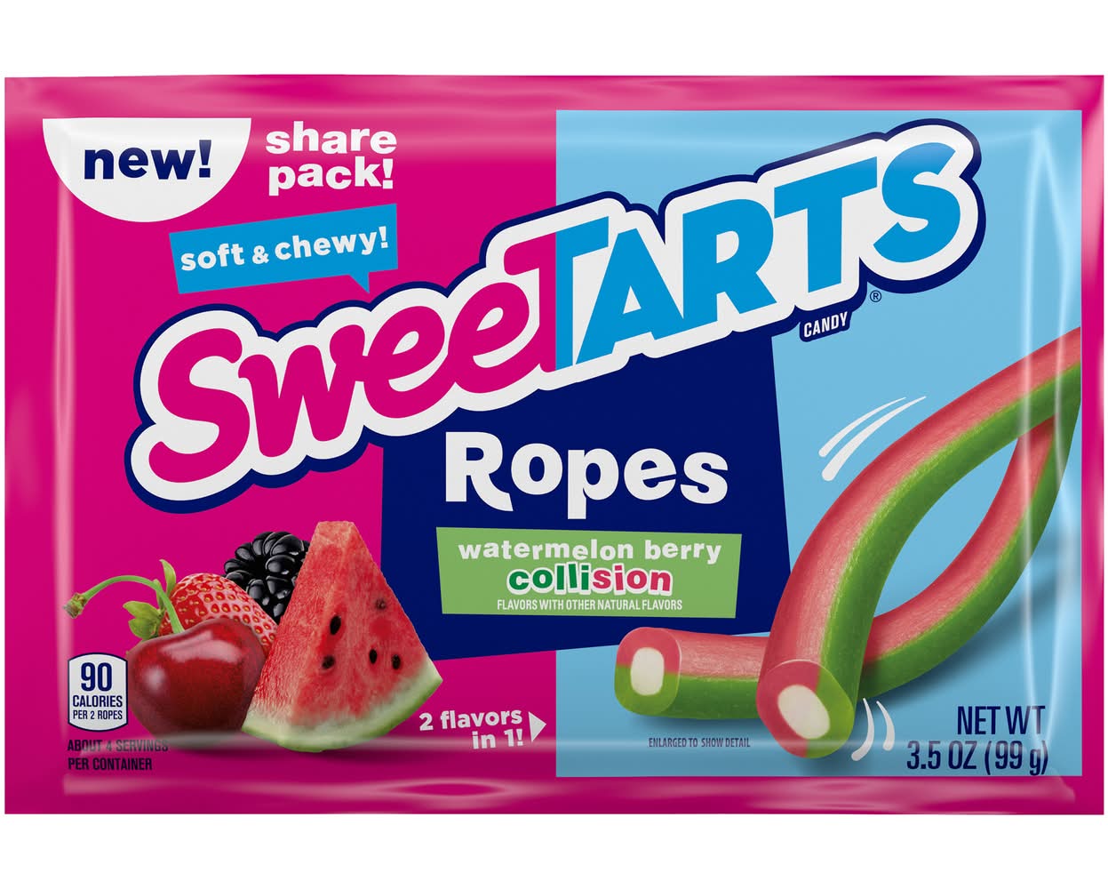 Sweetarts® Watermelon Berry Collision Chewy Ropes Share Pack 3.5oz