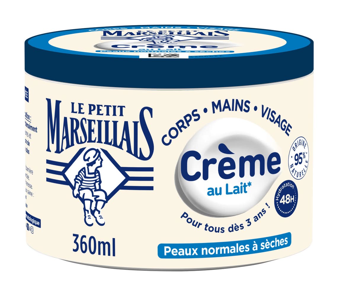 Le Petit Marseillais - Crème au lait multi usages hydratation 48h pour tous dès 3 ans (360ml)