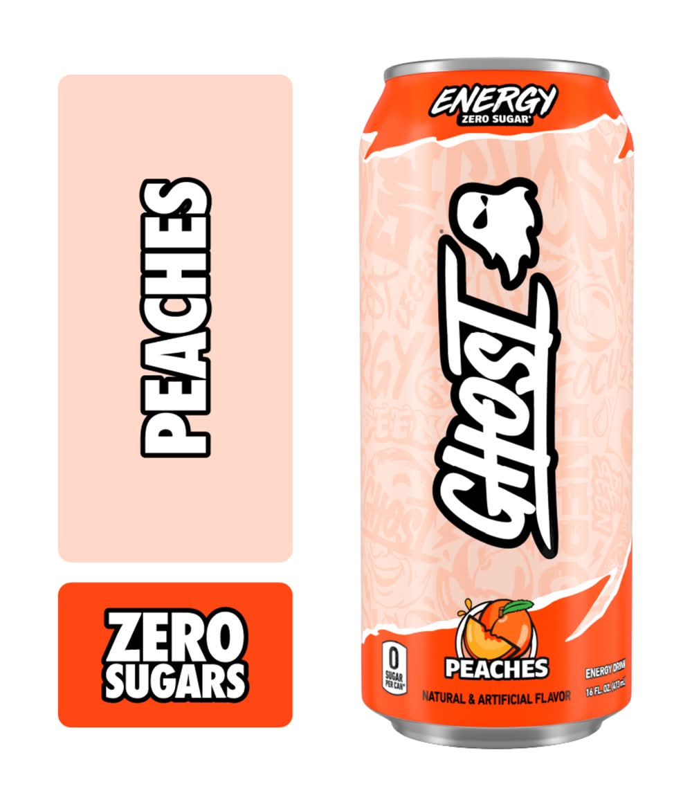 Ghost Zero Sugar Energy Drink, Peaches (16 fl oz)