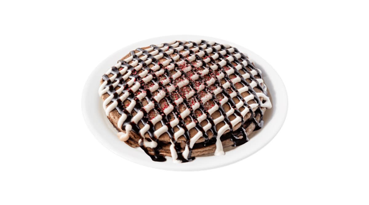 Stack of Triple Chocolate Peppermint Pancakes