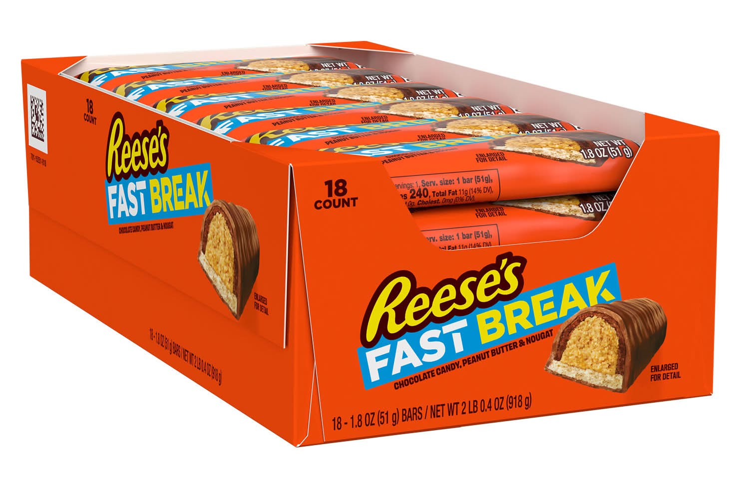 Reese's Fast Break Peanut Butter & Nougat Chocolate Bar (1.8 oz, 18 ct)