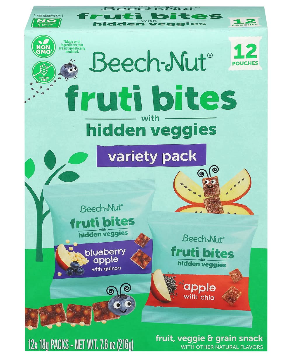 Beech-Nut Fruti Bites With Hidden Veggies Snack, Blueberry- Apple (7.6 oz, 12 ct)