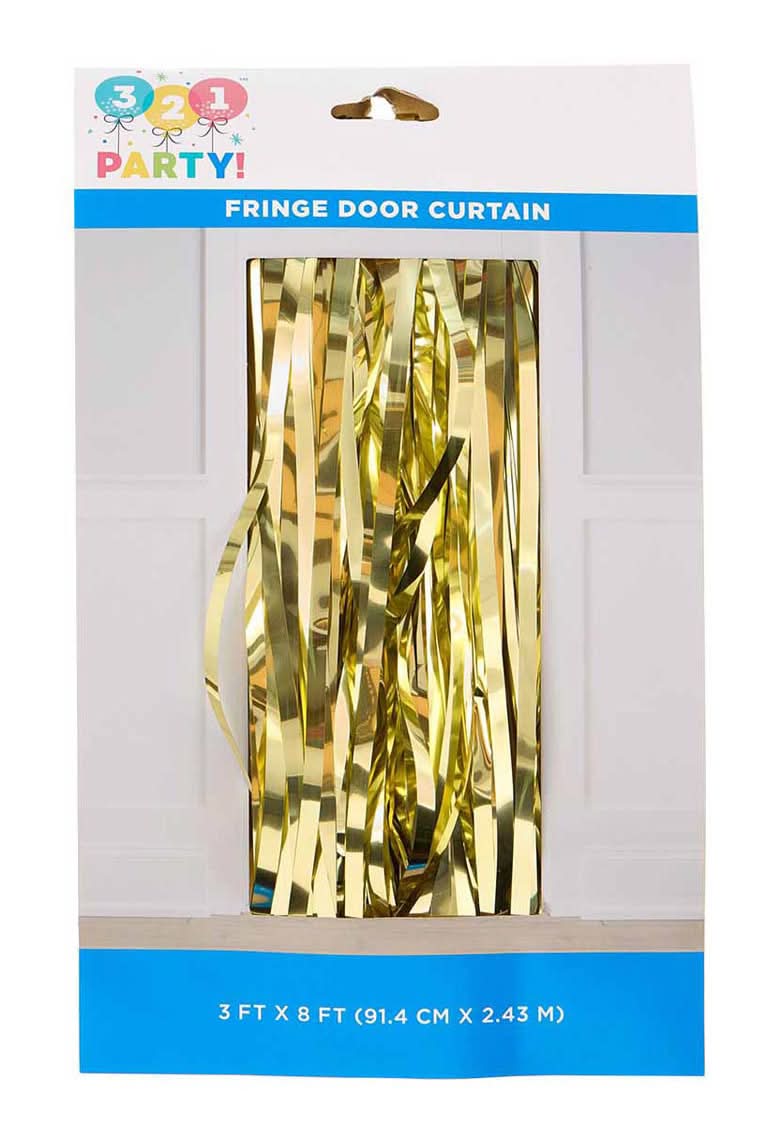 321 Party! Fringe Door Curtain Gold 3 Ft X 8 Ft 1 Ct