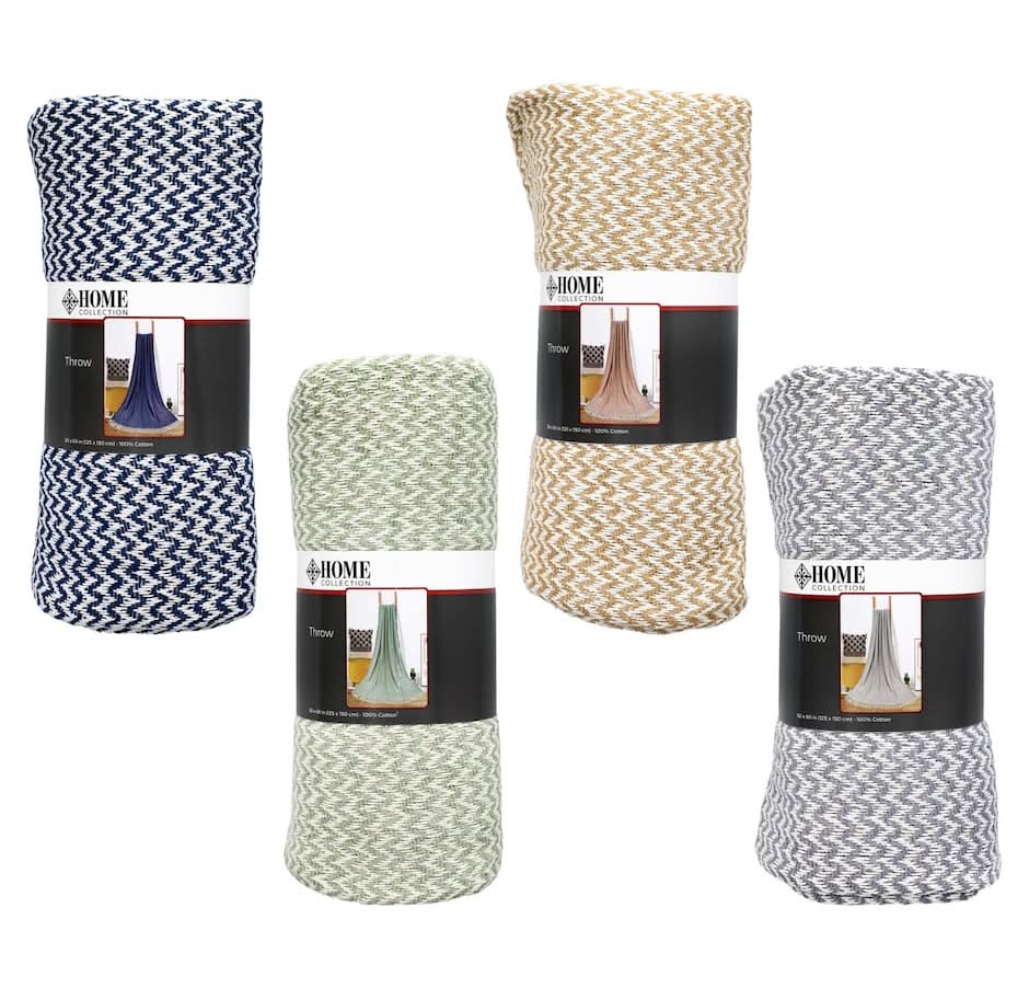Home Collection Cotton Throw Blanket, 50x60 in, Assorted
