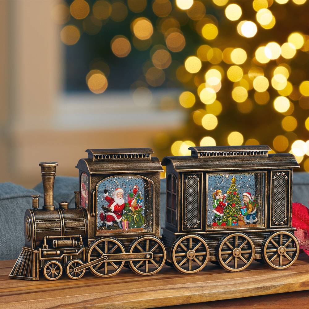 Train Des Fêtes Boules Neigeuses Avec Paillettes, 2 Pièces