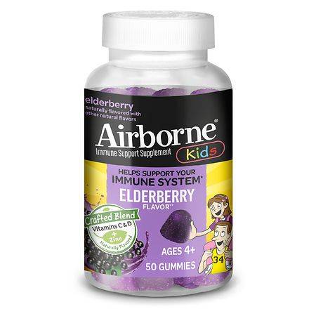 Airborne Vitamin C, E, Zinc, Minerals & Herbs Immune Kids Gummies Elderberry