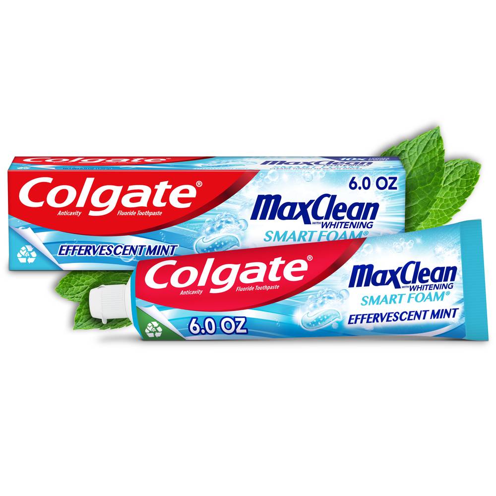 Colgate Smart Foam Maxclean With Whitening Effervescent Mint Toothpaste (6.3 oz)