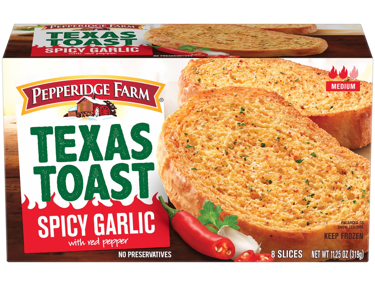 Pepperidge Farm Texas Medium Toast, Spicy Garlic Red Pepper (11.25 oz, 8 ct)