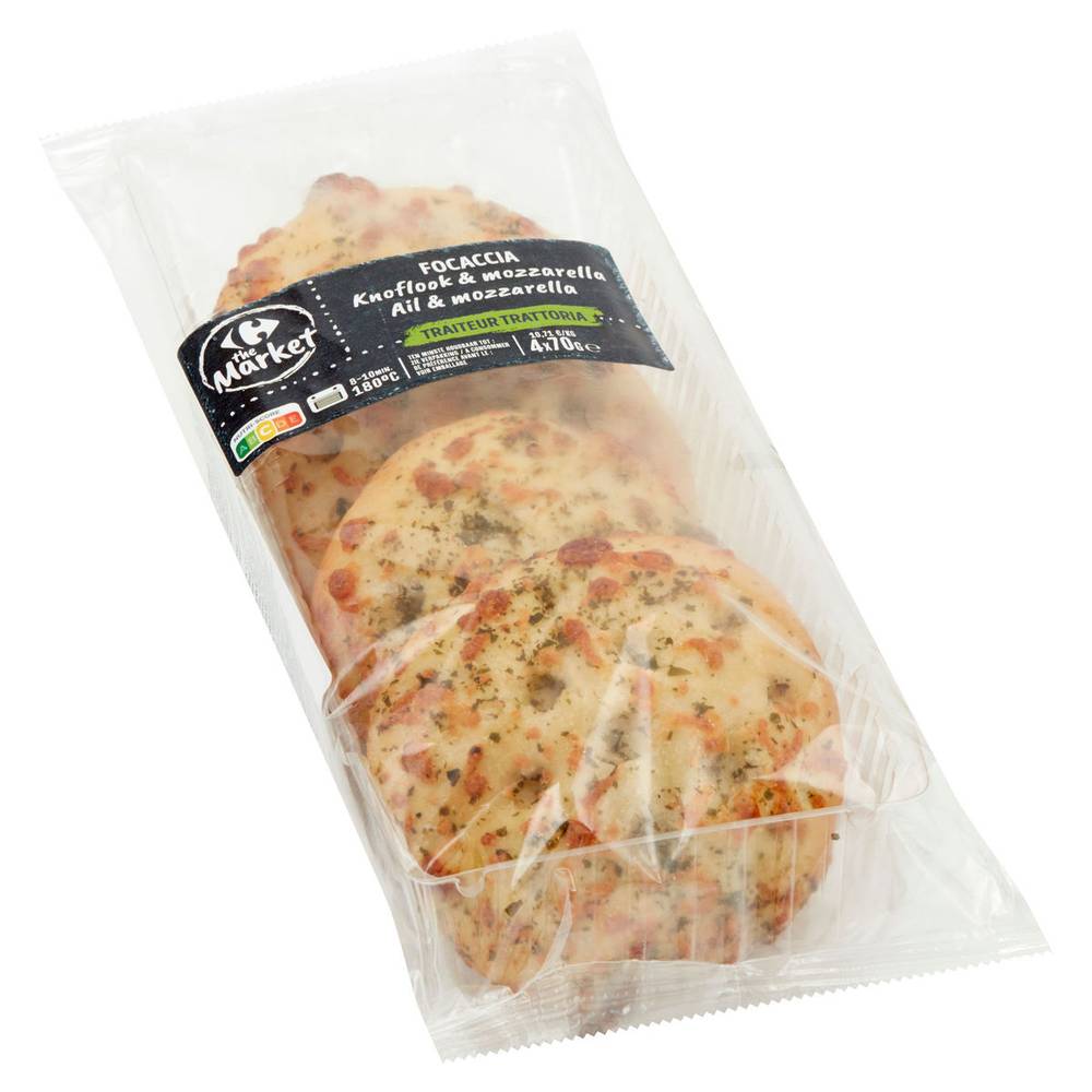 Carrefour The Market Traiteur Trattoria Focaccia Knoflook & Mozzarella 4 x 70 g