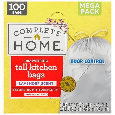 Complete Home Drawstring Odor Black White Bags