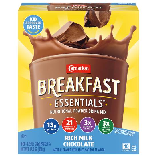 Carnation Breakfast Essentials Chocolate Nutritional Drink (10 ct, 1.26 oz)