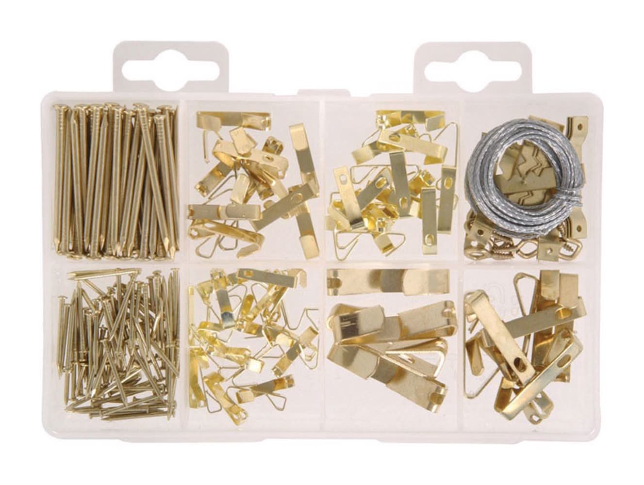 Hillman Brass-Plated Silver Assorted Picture Hanging Set 50 Lb 206 Pk
