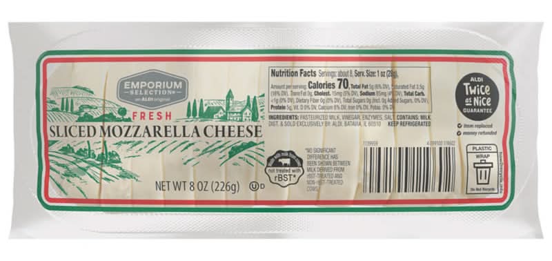 Emporium Selection Sliced Fresh Mozzarella Cheese (8 oz)