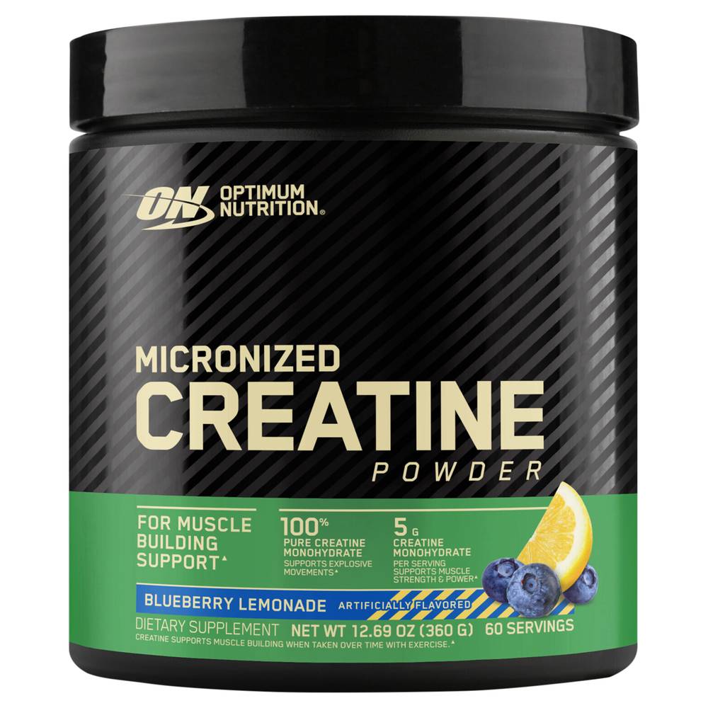 Optimum Nutrition Micronized Creatine Powder, Blueberry-Lemonade (12.69 oz)